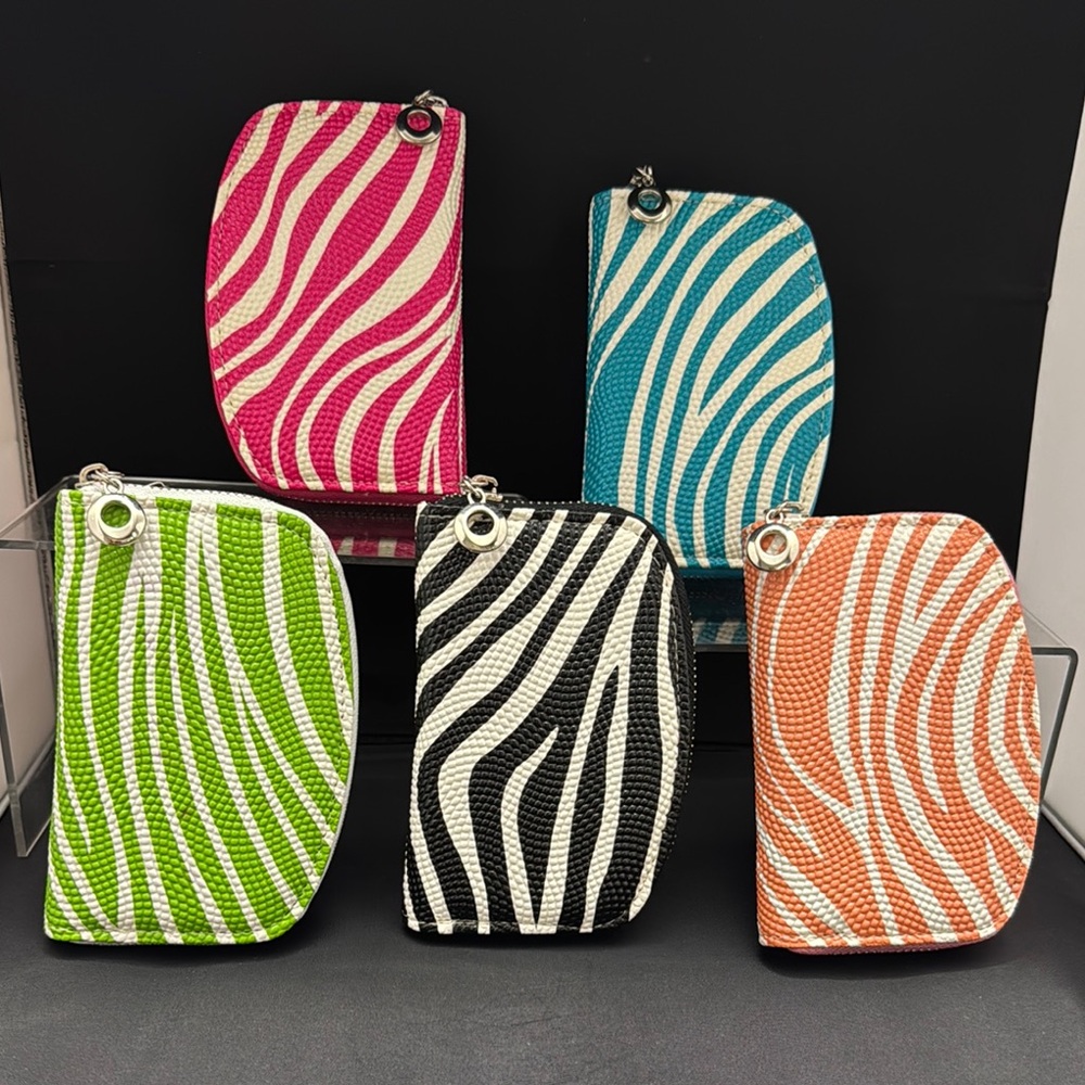 Set of Five (5) New Zebra Print Coin Purses